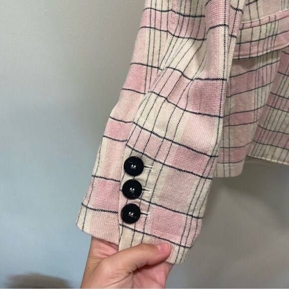 Forte Forte Pink Plaid Virgin Wool Blend Blazer sz II (6) - Picture 4 of 14